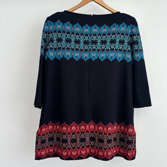 St John Sweater Large Wool Blend Knit Damask Southwestern Mod Metallic Luxe Art - Picture 2 of 10